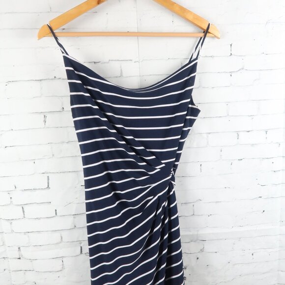 LAUREN RALPH LAUREN BLUE & WHITE STRIPE SPAGHETTI STRAP MIDI DRESS SIZE 2 - Picture 6 of 11